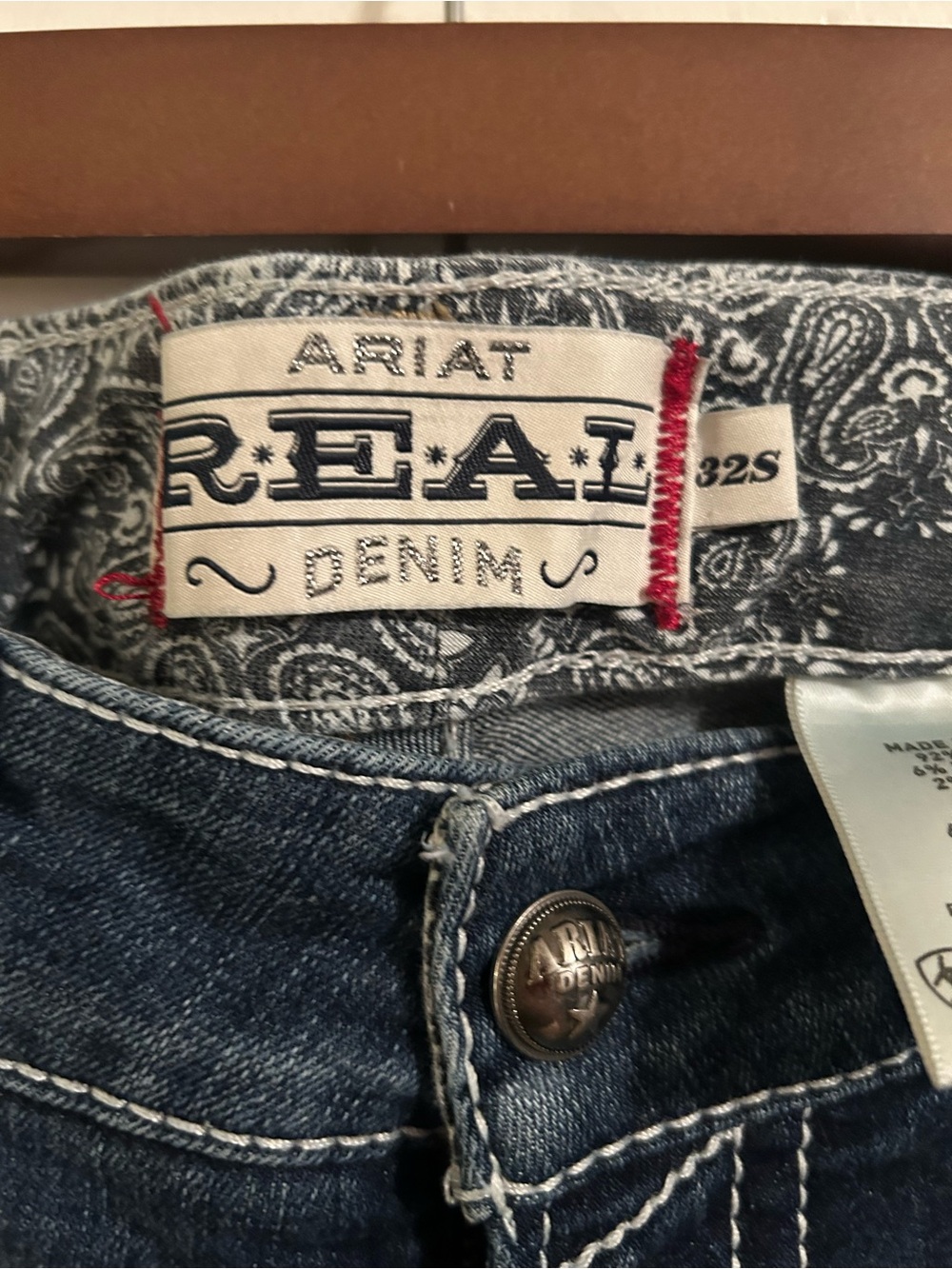 Ariat Dark Blue Denim Boot Cut Jeans with Paisley Lining